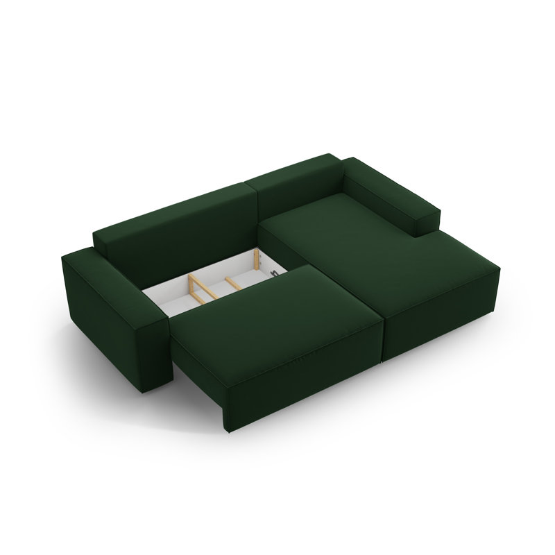 Alisbha 2 Seater Velvet Sofa Bed, Bottle Green