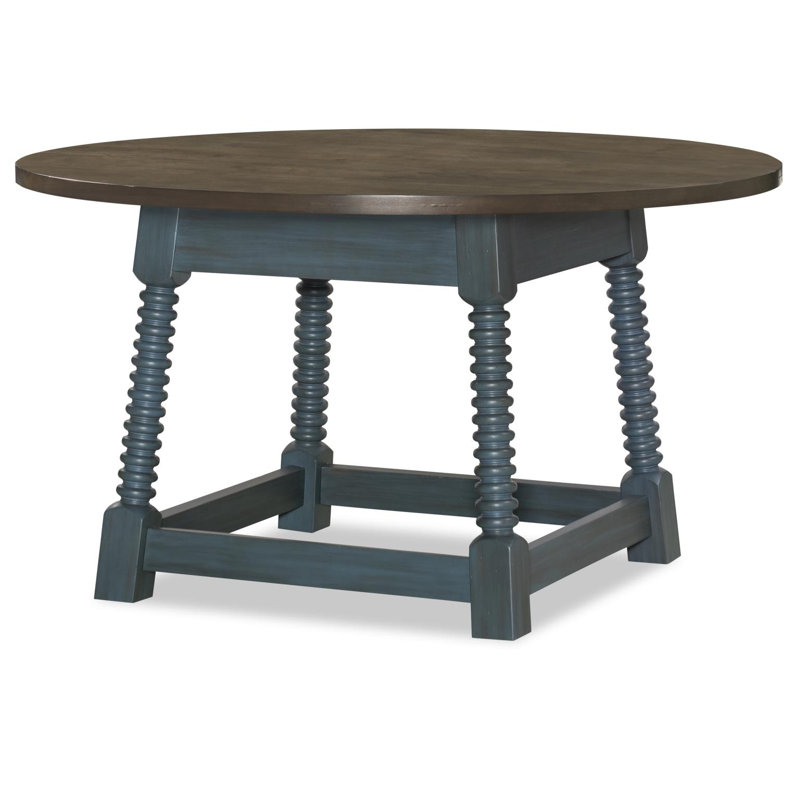 Table à piédestal ronde 54 po Sachar, Verre de mer et tabac séché