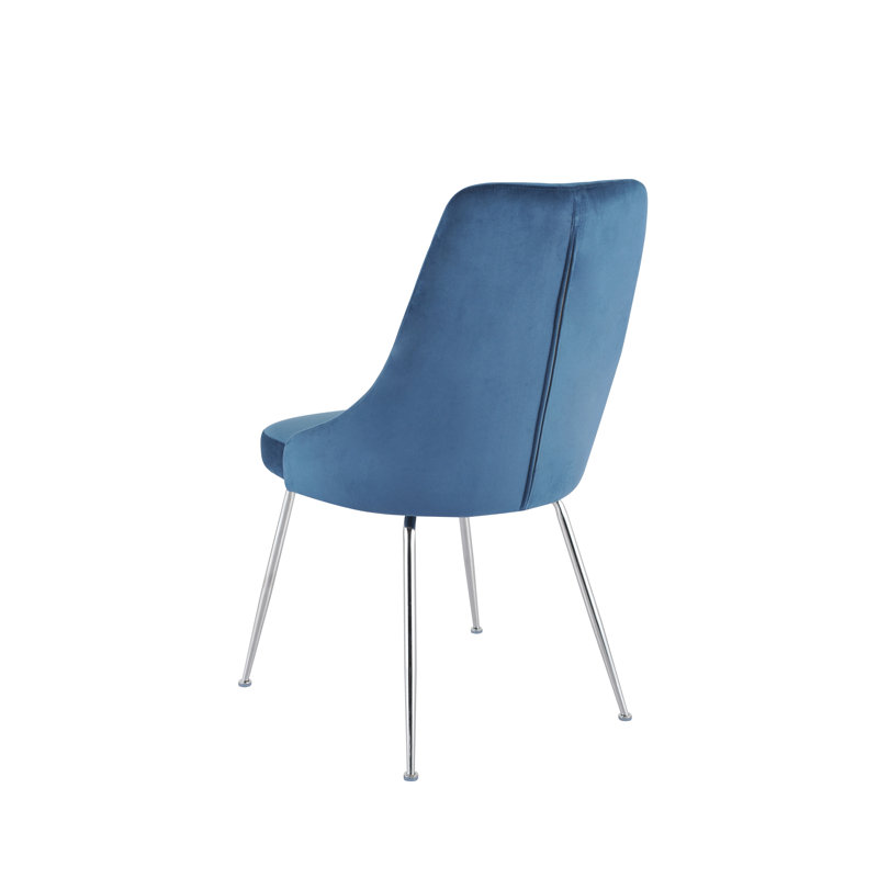 Chaise d'appoint, velours jaune avec pieds noirs, Bleu, Chrome
