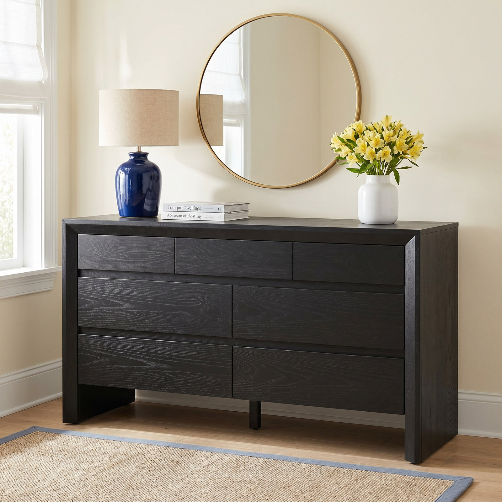 Wyat 7 Drawer Dresser, Black