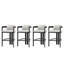 Tabouret de comptoir d'extérieur en aluminium, chaise de bar, structure noire avec coussin gris, ensemble de 4