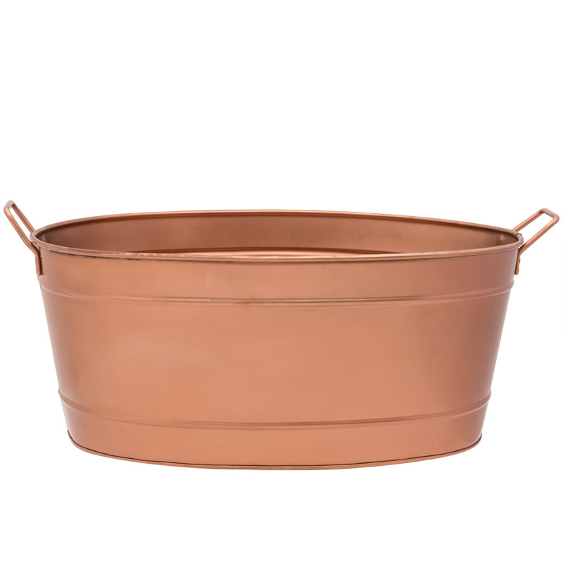 Jaimee-Lee Stainless Steel Beverage Tub, 9" H x 21" W x 15" D, Brown