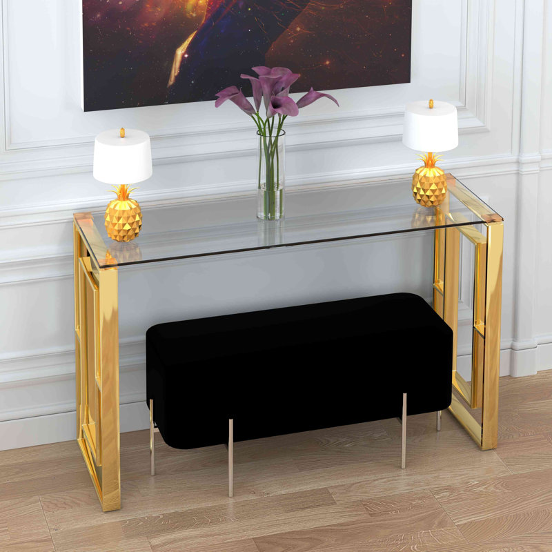 Santillanes 47'' Glass Top Console Table
