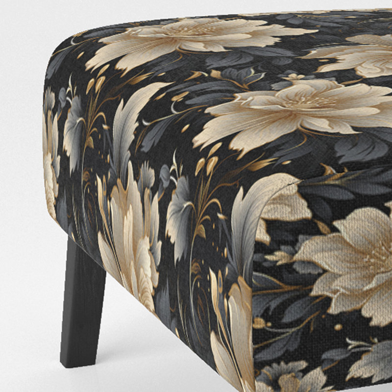 Motif floral doré et noir - Fauteuil de chambre rembourré Cottage