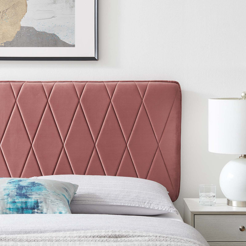 Leila Performance Velvet Headboard, Queen, Dusty Rose