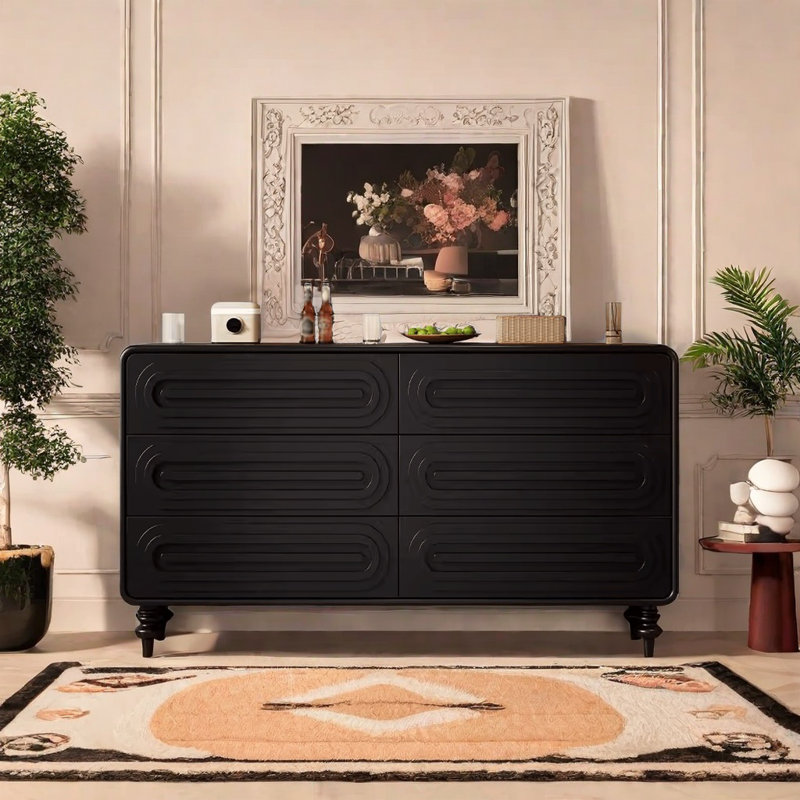 Buffet nordique de style rétro, Noir, noir, noir, noir