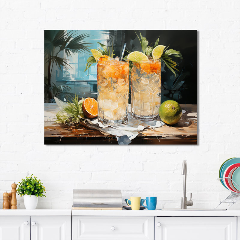 Pina Paradise, tan tropical, cocktail I - Art mural cocktails, H 30 po x l 40 po x P 1,5 po