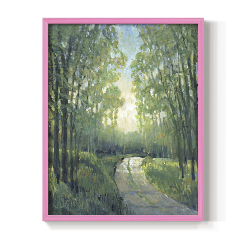 Golden Light Pathway II, reproduction encadrée - bois massif, H 21 po x l 17 po, Rose