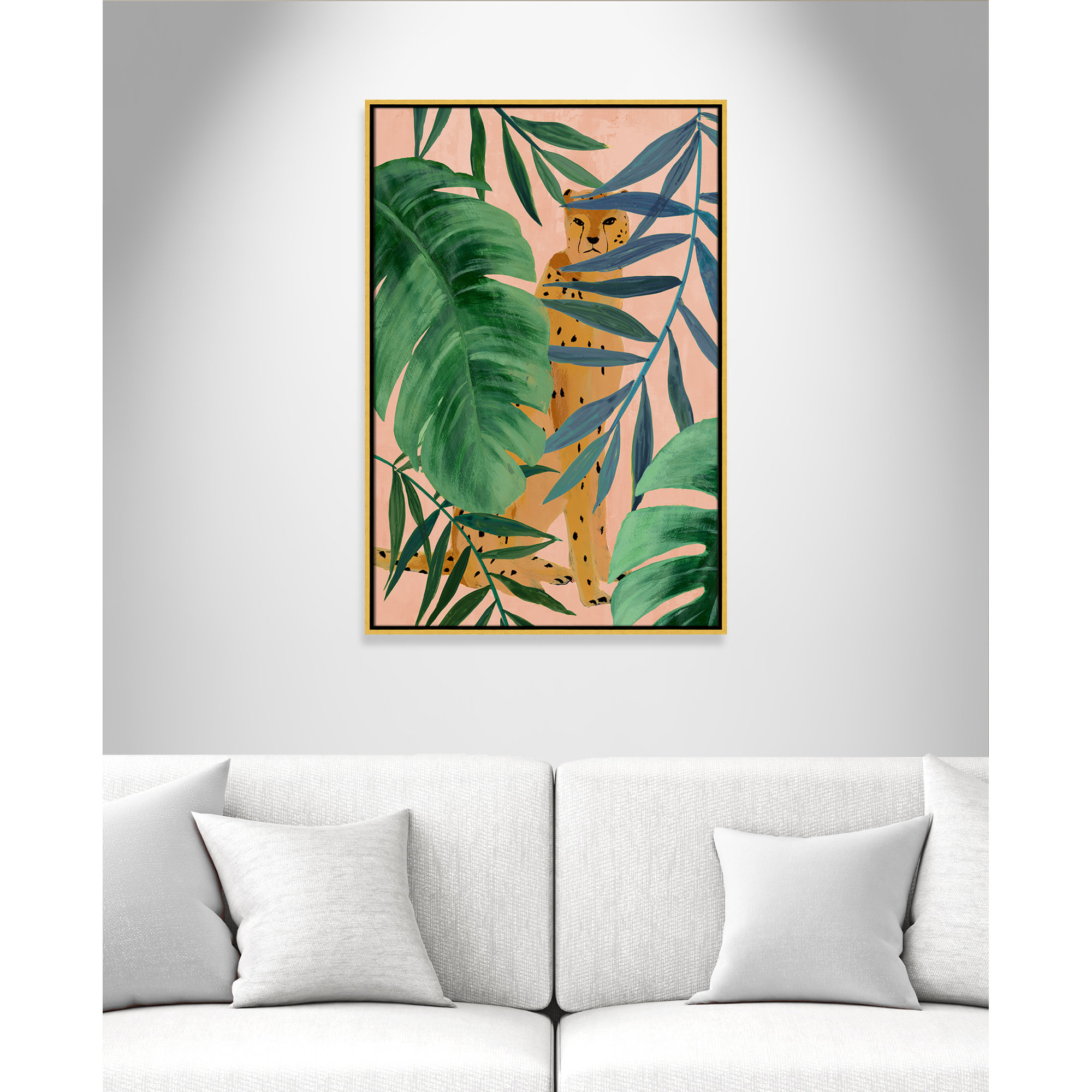 Silent Jungle - Painting Print, Gold Framed Canvas, 37.5" H x 25.5" W x 2" D