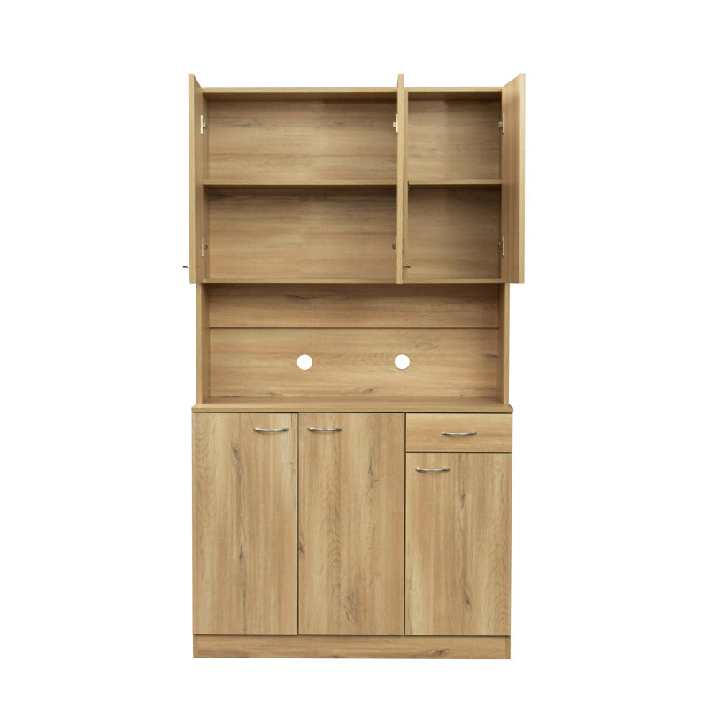 Alice Rustic Oak 68.92" Tall Cabinet For Bedroom And Kitchen Organization. 6 Doors, 1 Drawer, Open Shelf. , Easy To Clean Neat Design & Storage Cabinet. Shelf, Drawer. Practical
