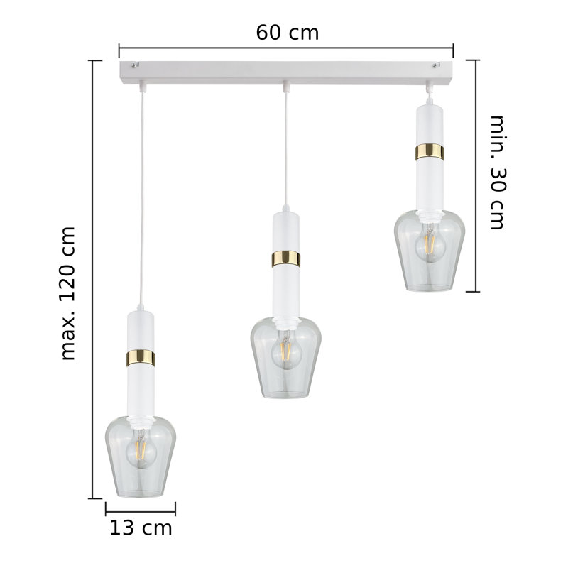Marcell 3 - Light Kitchen Island Pendant, White/Gold