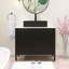 30 po Ensemble de meuble-lavabo simple sur pied Largeur avec lavabo vasque en céramique et comptoir blanc Carrara-113791476