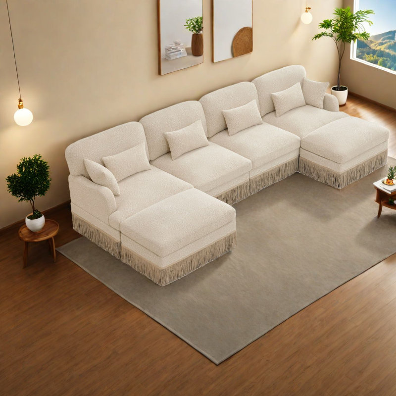 Canapés modulaires spacieux, sièges de salon modernes en U en chenille