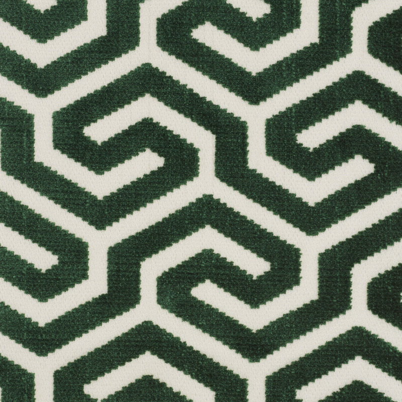 Ming Fret Velvet Fabric, Emerald