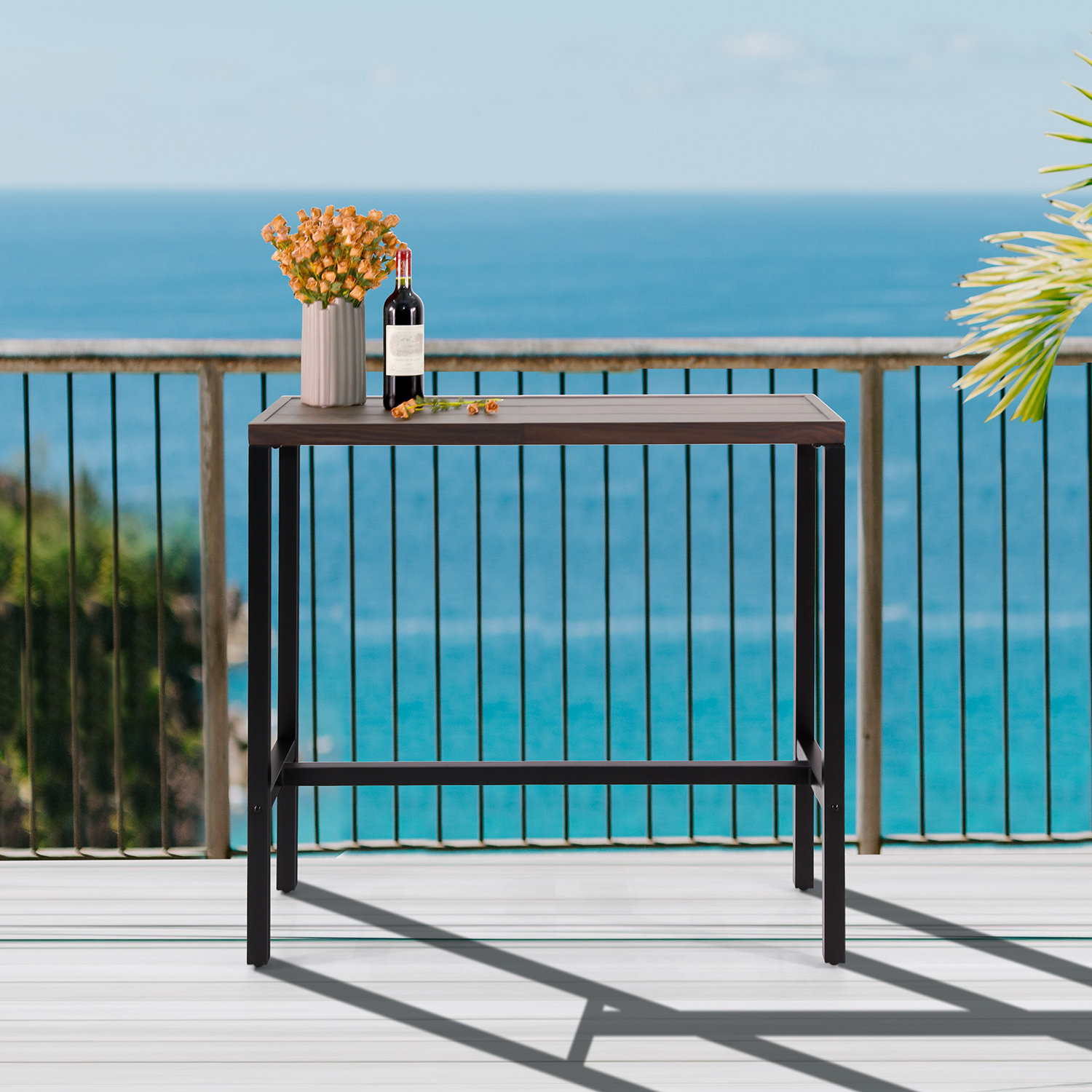 17 Stories Willowridge Metal Outdoor Bar Table & Reviews Wayfair