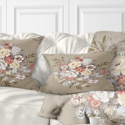 White and Yellow Floral Pattern - Floral Throw Pillow