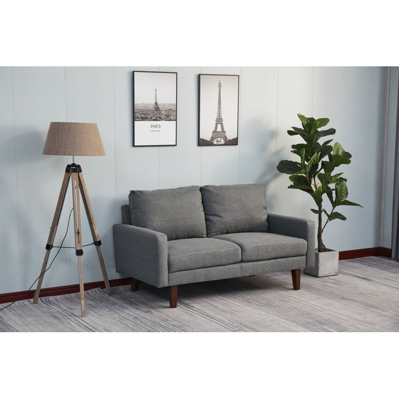 Seaddon Square Arm Sofa, Light Gray Linen Blend, 35" H x 58" W x 32" D