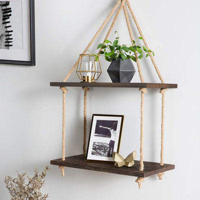 2 Piece Solid Wood Accent Shelf