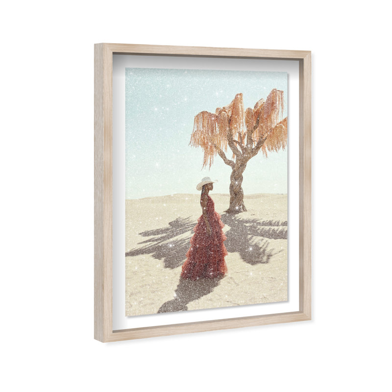 Cowgirl Couture Shadowbox Fashion Print by Oliver Gal, Black Frame, 10 x 15, 21.5"H x 31.5"W, Natural Oak Shadowbox