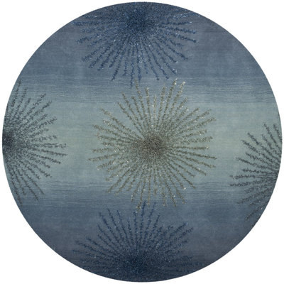 Amier Abstract Hand-Tufted Wool Grey/Blue Area Rug