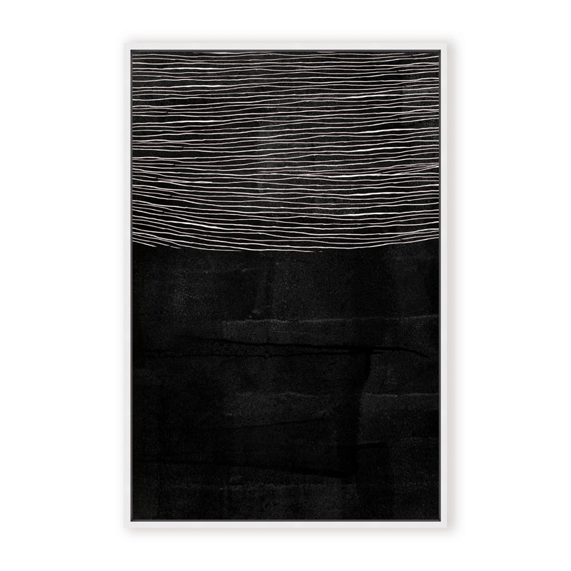 Abstract Blackened Line by  - Picture Frame Painting on Paper, 24" H x 16" W x 1.125" D, Framed Matted Print, Black