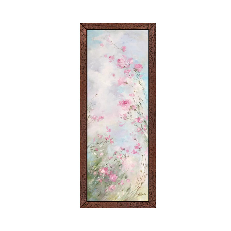 Morning Meadow 1 Piece Panoramic Painting on Canvas, 30.48 cm H x 91.44 cm W, Brown Framed