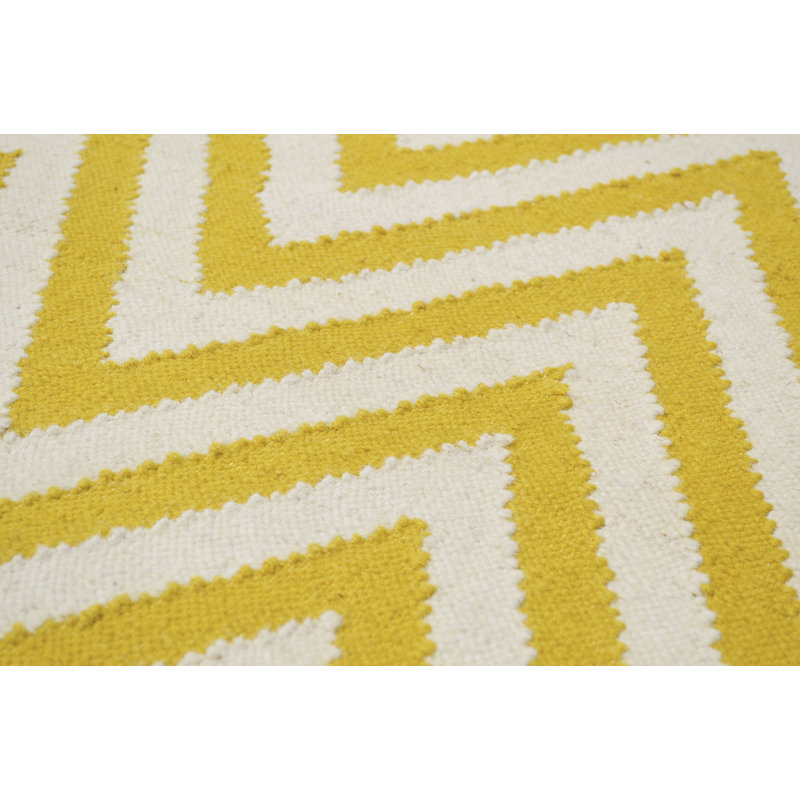 Chevron Wool Hand Woven Area Rug, Rectangle 60 x 90cm