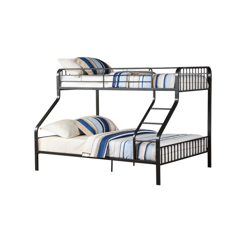 Metal Bunk Bed For Twin Xl/Queen, Slat Assembly, Rf Front , Guardrail, 330Lbs Capacity Each Analogous Spot Gunmetal Bed, Xl/Queen Models, Construction, Weight Per