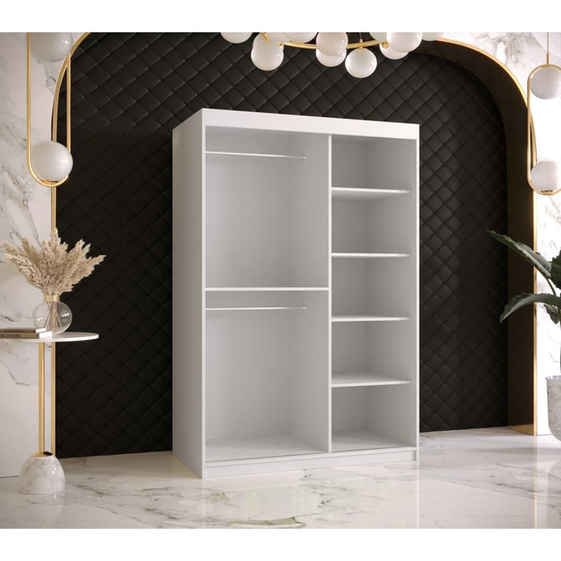 Arnola 2 Door Manufactured Wood Wardrobe, White, 200 H x 120 W x 62 D cm