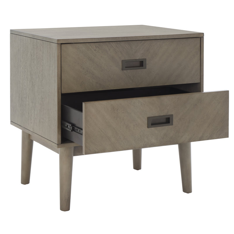 Table de chevet 2 tiroirs Komon, gris