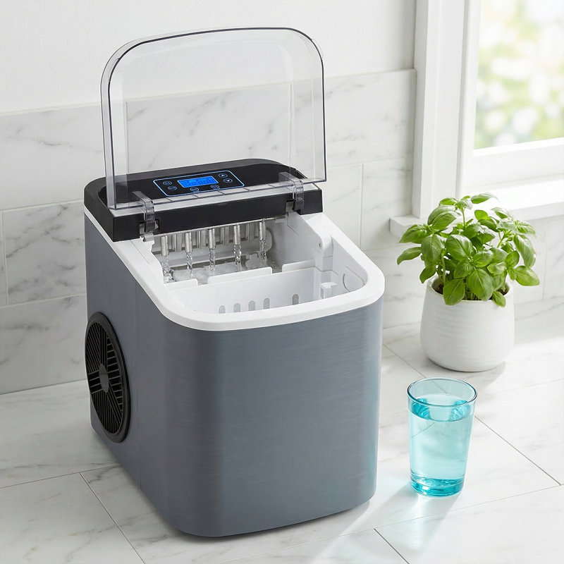 Self-Cleaning Ice Machine With Basket & Scoop, 26 Lbs/Day, Perfect For Home And Kitchen