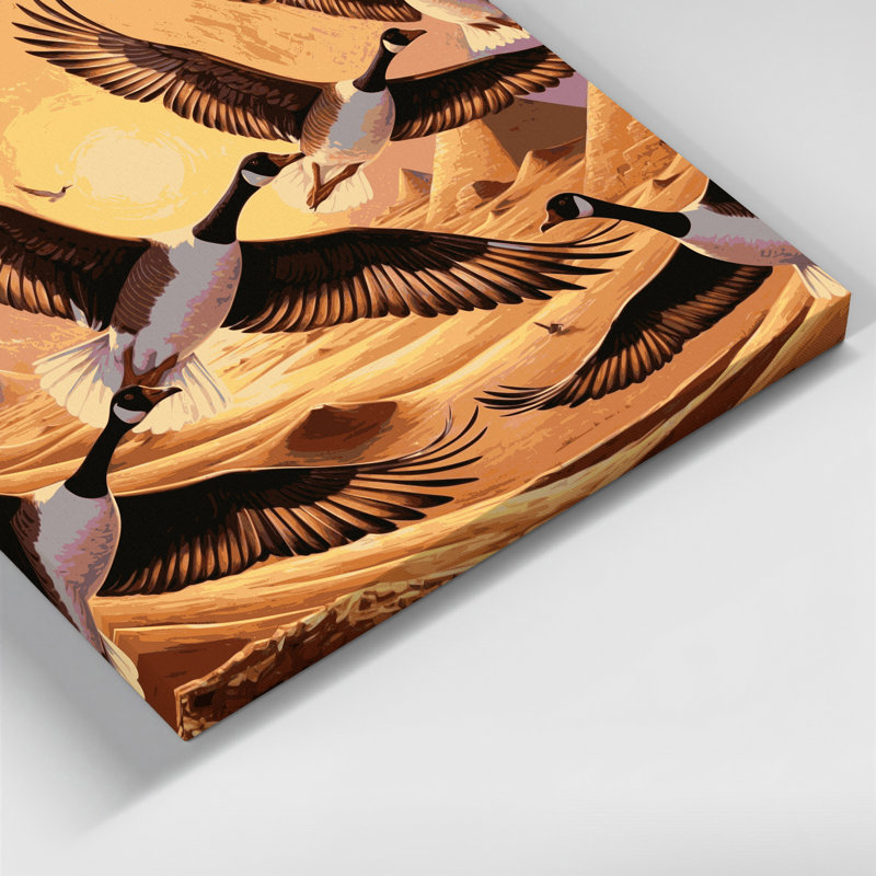 Oiseaux égyptiens, toile d'oie brune, H 12 po x l 12 po