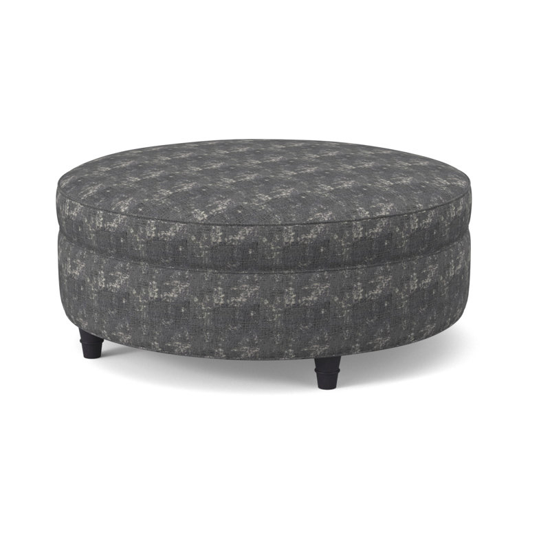 Duke Round Ottoman, Maya Wheat, Vintage Ebony
