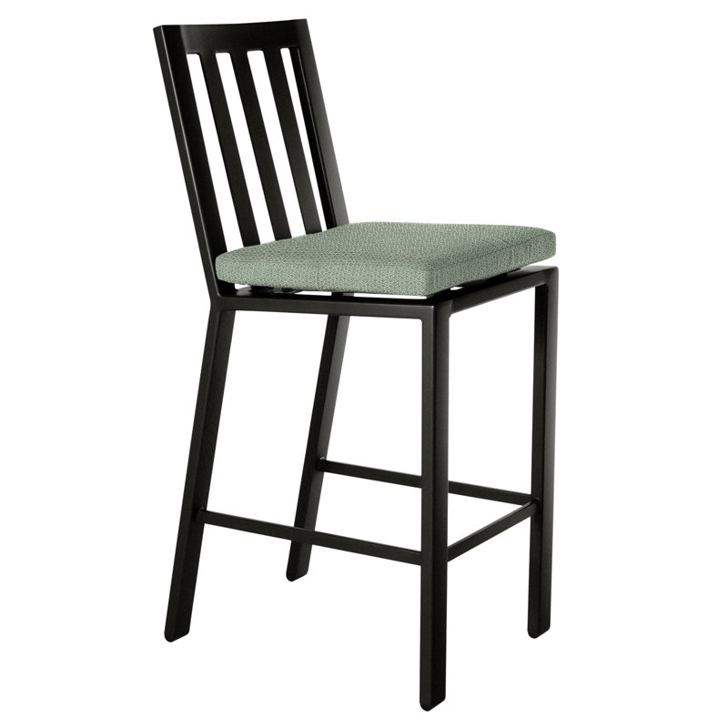 Aris Outdoor Bar Stool, Mainstreet Latte, Carbon Black, 27.75"