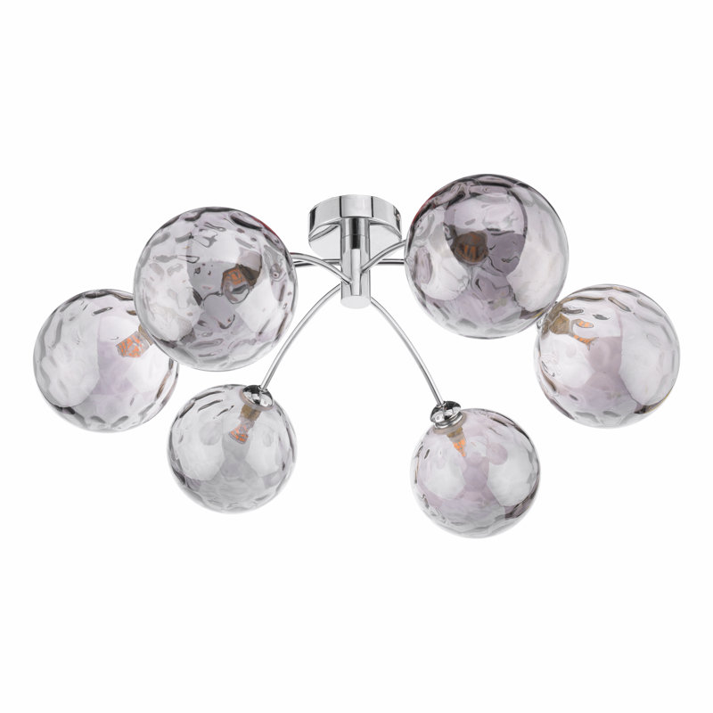 IZZY 6LT SEMI FLUSH POL CHR CW GLS 150MM, Polished Chrome/Smoked