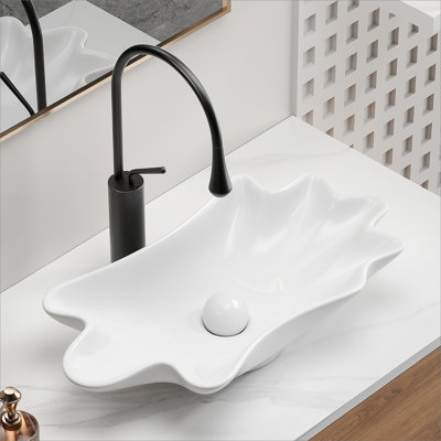 Bathroom Vessel Sink With Shell Shape Design