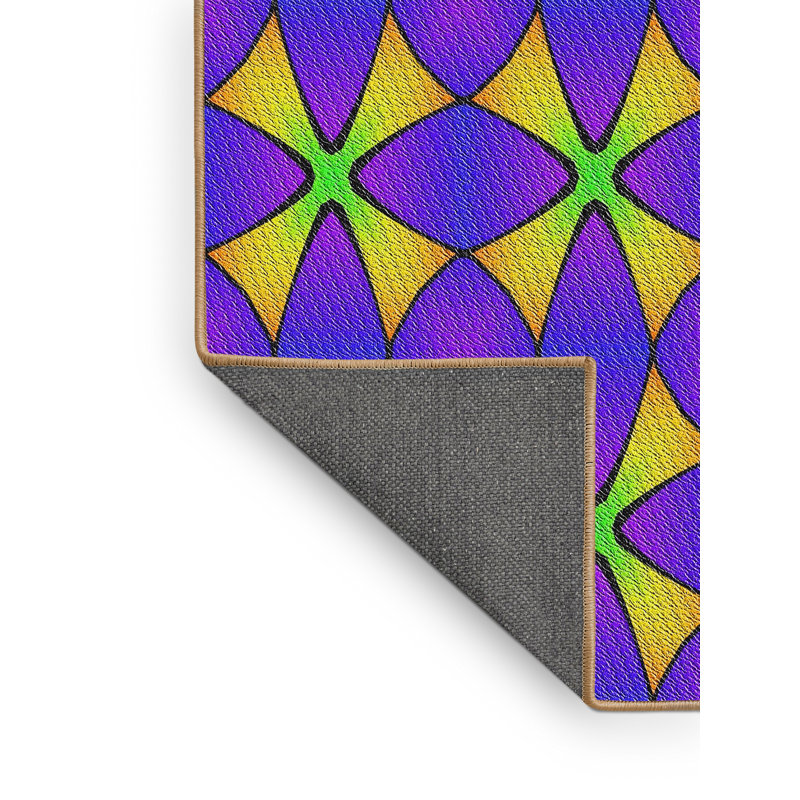 Tapis mauve/vert à motifs Karlotta, Rectangle 5 pi x 7 pi