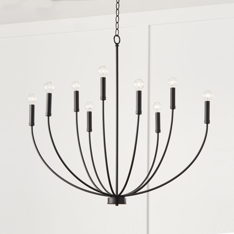 Ansley Matte Black 9-Light Metal Candle Chandelier