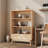 Bookcase With Grooved Wooden Storage Drawer (2 Pcs)-1114715301