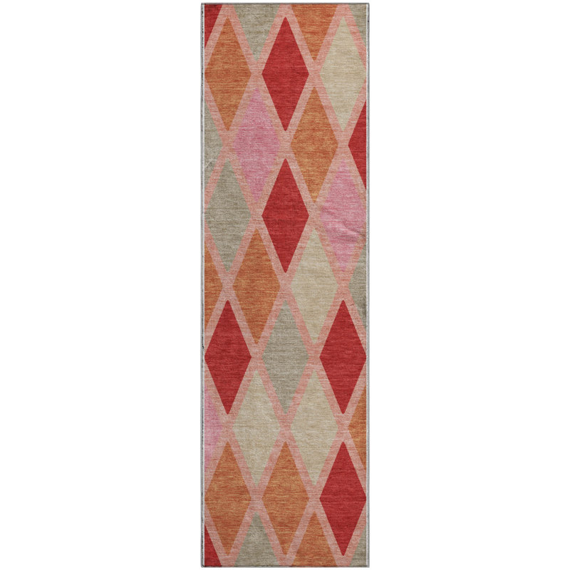 Premium Machine Washable Prisco Pink Rug, Runner 2'3" x 7'6"