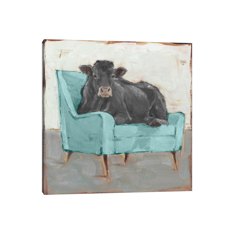 «Moo-ving in IV - Black» par Ethan Harper - reproduction d'art, Toile tendue, Pas de tapis, H 26 po x l 26 po x P 1,5 po