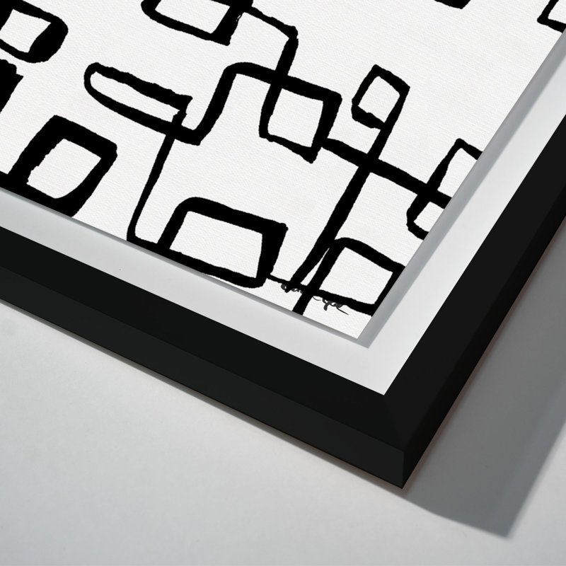 Oliver Gal Simple Geometry Lines Abstract - Luxury Shadowbox Framed Wall Art, 31.5" H x 31.5" W, Black