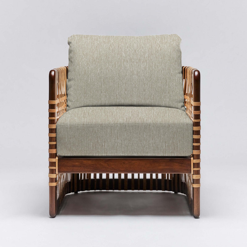 Palms Upholstered Armchair, Light Chestnut, Straw Faux leather