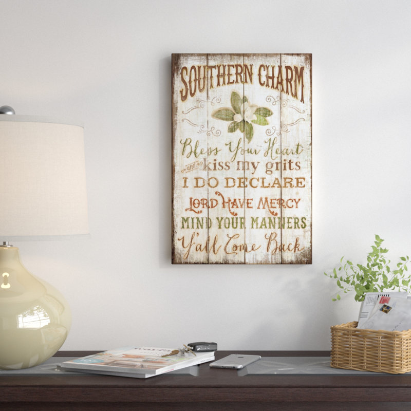 « southern charme », art textuel sur toile tendue