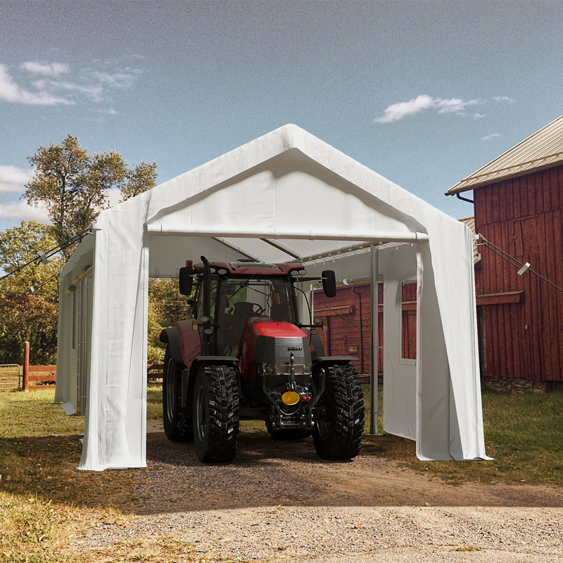 Garage portatif robuste pour abri d'auto, auvent imperméable pour car-bateau, Blanc, 20 pi x 12 pi
