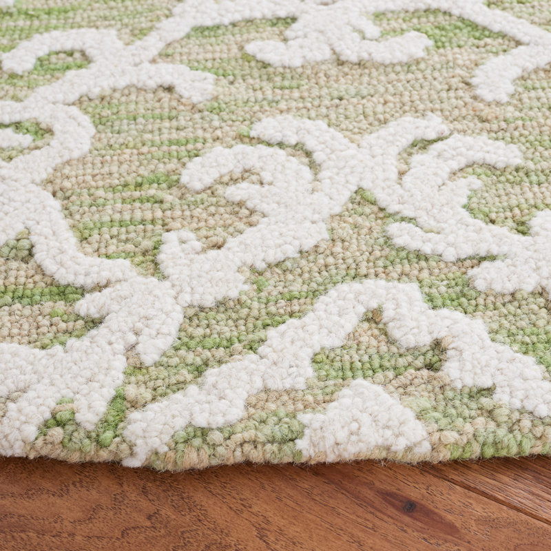 Imanol Hand Tufted Wool Damask Rug, Round 6'