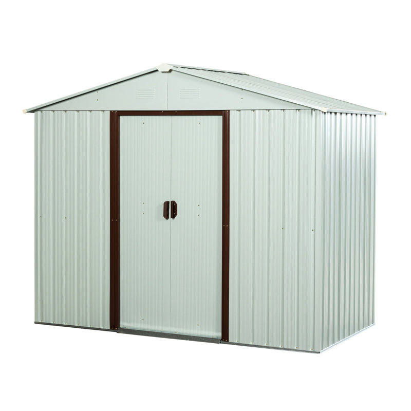6ft X 5ft Outdoor Metal Storage Shed In White - Galvanized Iron Frame, Protected Surface, Airy Vents, Sliding Door With Padlock, Easy Assembly Instructions Frame For Robustness, Panels, Punched