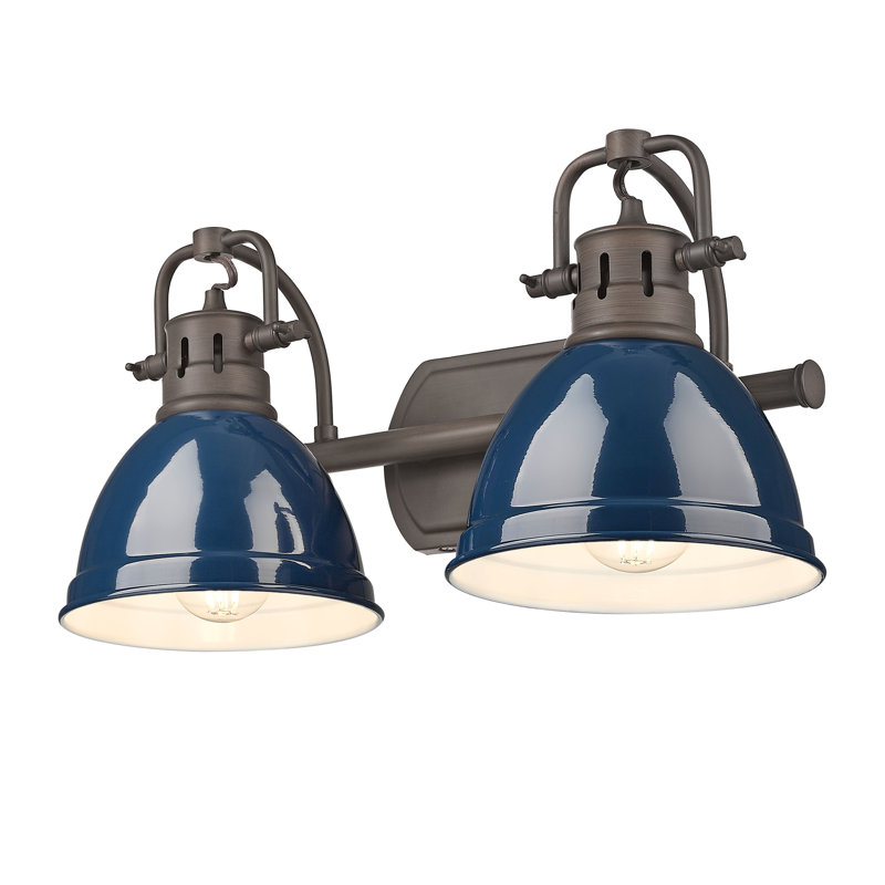 Meuble-lavabo 2 lumières Calica, Bleu marine mat, Bronze huilé