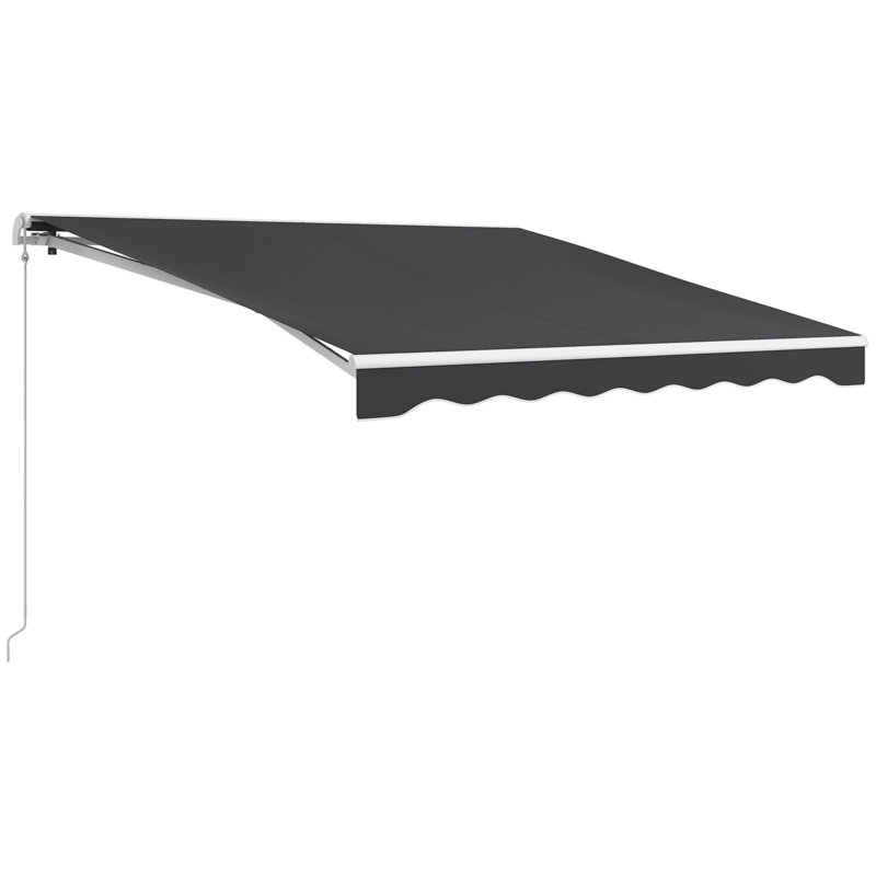 Electric Awning, Retractable Awning with Remote Controller and Manual Crank Handle, 59.1" H x 118" W x 141.75" D, Dark Gray