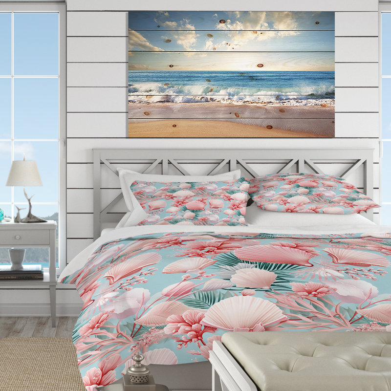 Literie Seashell Serenity Ii, Housse de couette pour très grand lit et 2 très